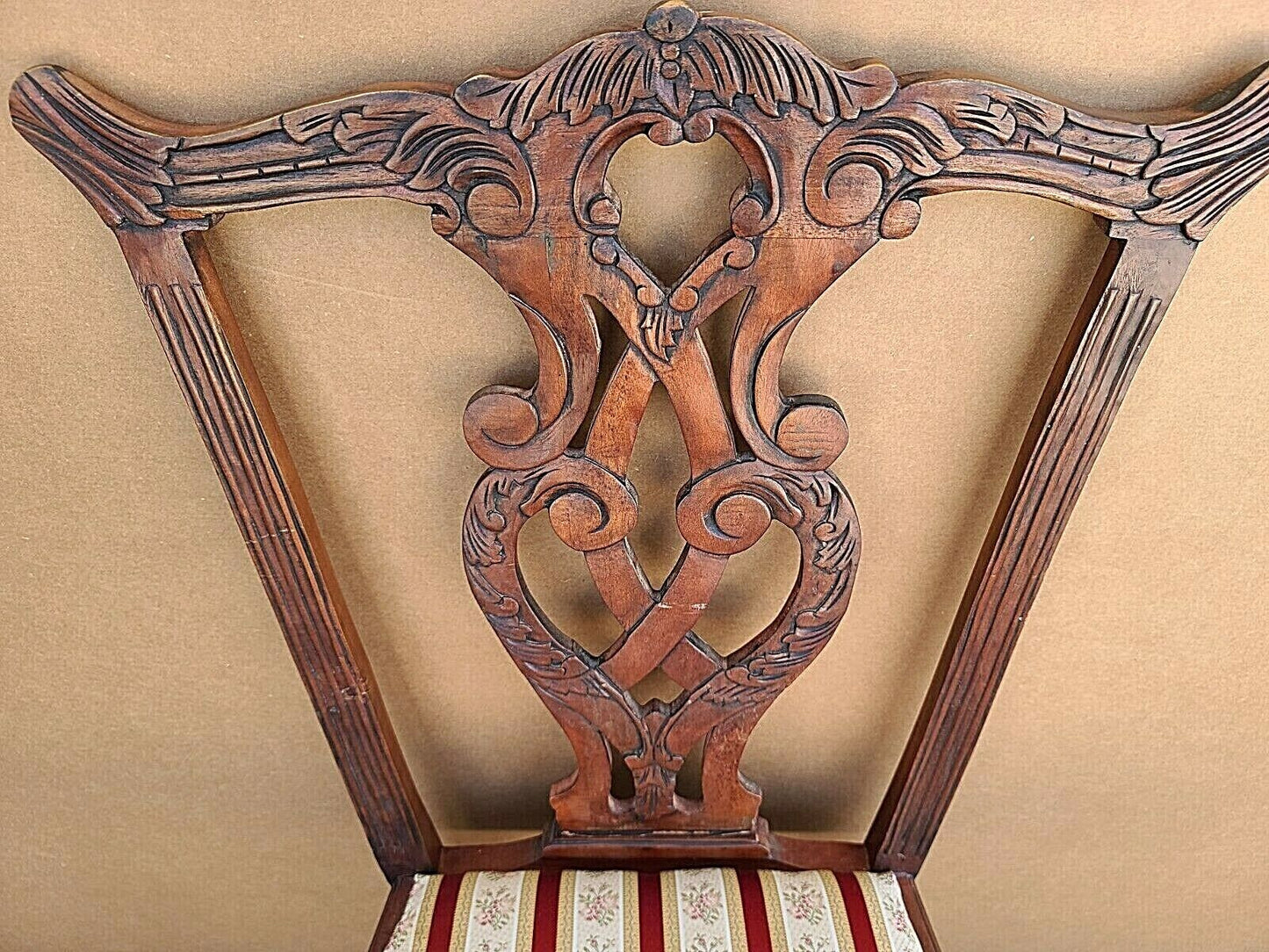 Vintage Mahogany Chippendale Ball & Claw Scroll Back Dining Desk Accent Chair