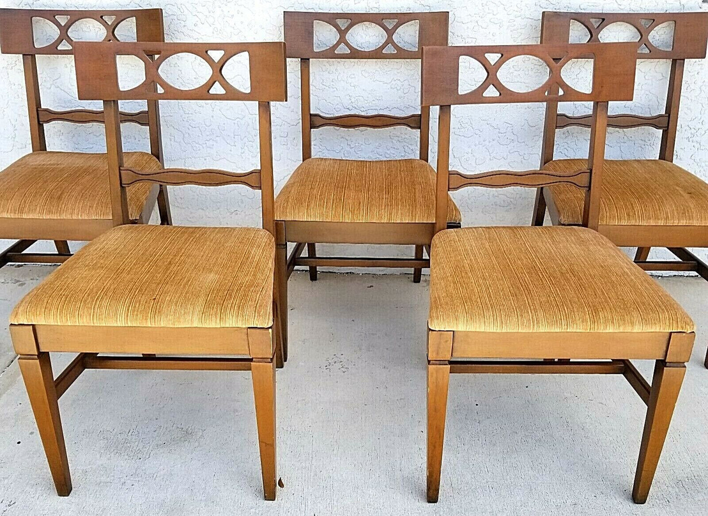 Set of 5 Vintage Italian Provincial DUNCAN PHYFE Style Solid Wood Dining Chairs