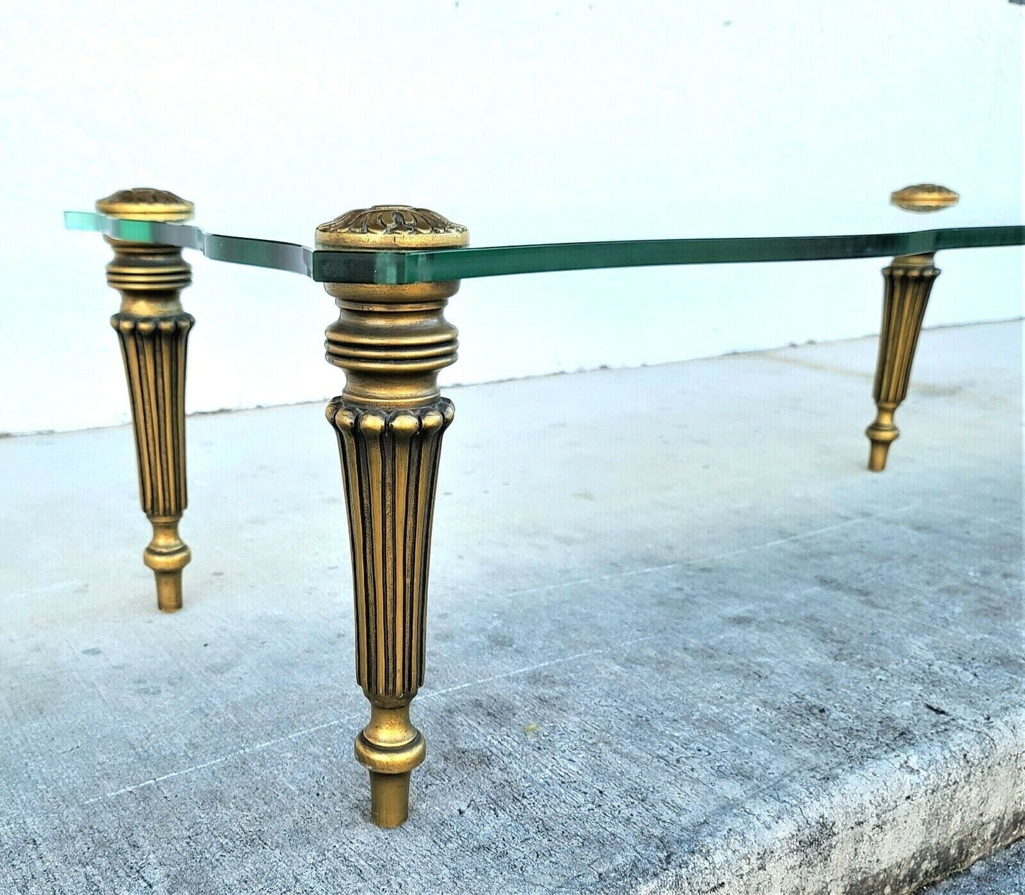 FRANCISCO HURTADO Style Sculptural Hollywood Regency Glass Coffee Cocktail Table