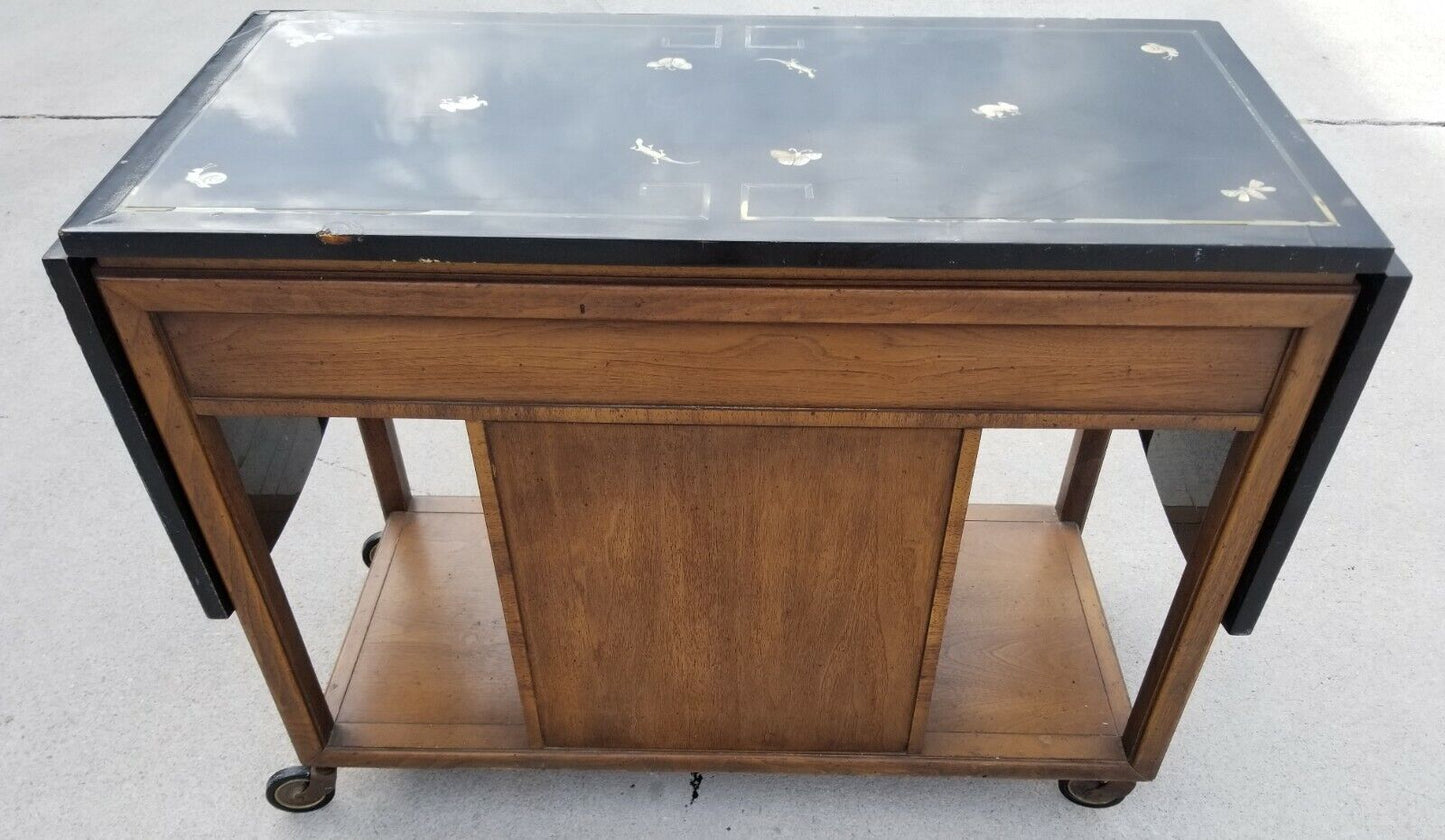 Mid Century Mastercraft Lacquered Rolling Dry Bar Sideboard Buffet Server Cart