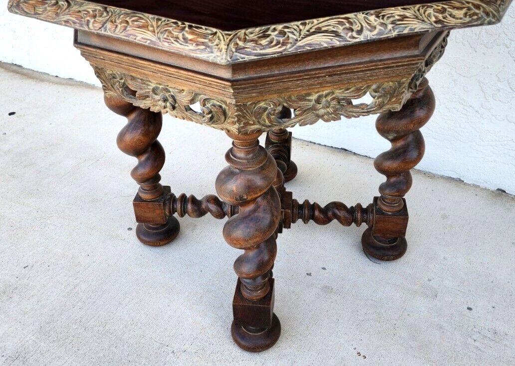 Antique French Table Louis XIII Octagonal Barley Twist 1800s